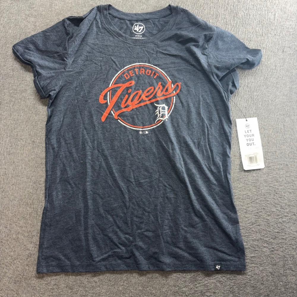 47 Brand Detroit Tigers MLB Womens Navy Blue Graphic T-Shirt Medium NWT